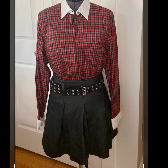 !TREND ALERT!🖤Blk LEATHER SEASON MUST HAVE pleated mini skirt sz 8 Women’s - Picture 13 of 13